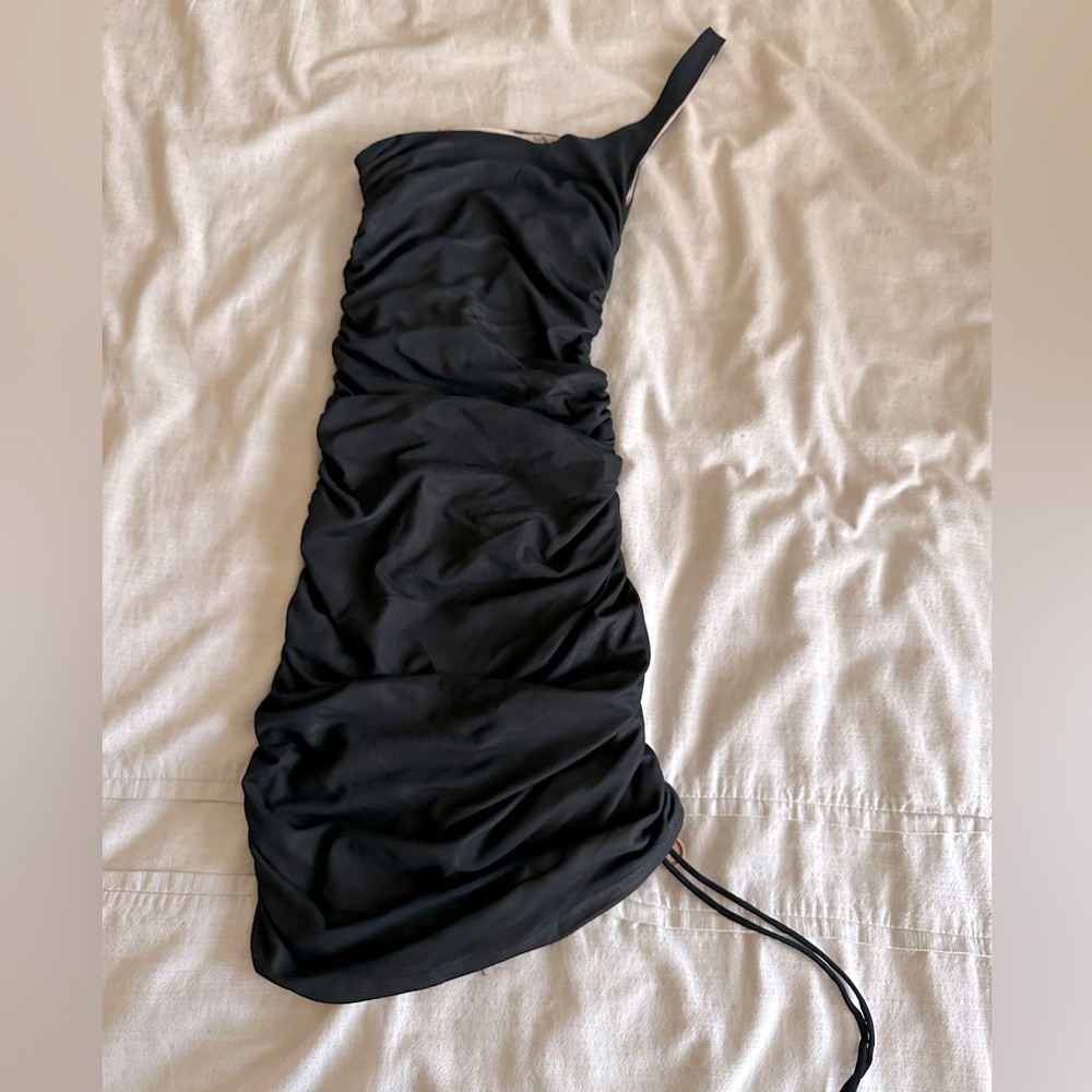 Hello Molly Bodycon Ruched One-Shoulder Mini Dress